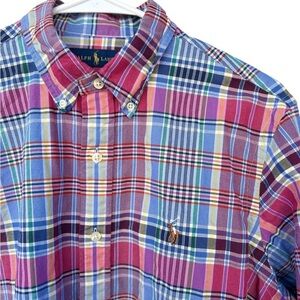 Polo Ralph Lauren Button Down Dress Shirt - Size Medium - Plaid - Pony